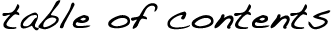 table of contents